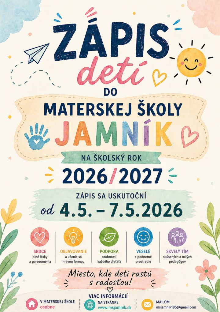 Z&aacute;pis det&iacute; do M&Scaron; Jamn&iacute;k 2026/2027